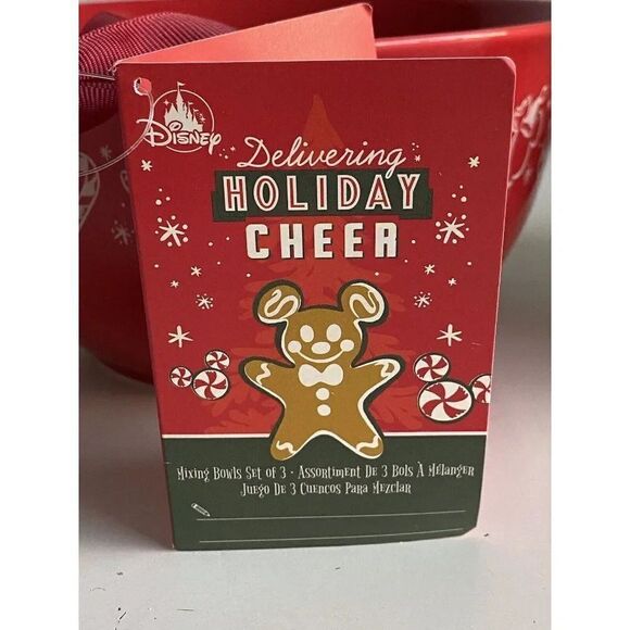 Set Of 3 DISNEY PARKS MICKEY & FRIENDS CHRISTMAS NESTING MIXING BOWLS NEW - Picture 4 of 12